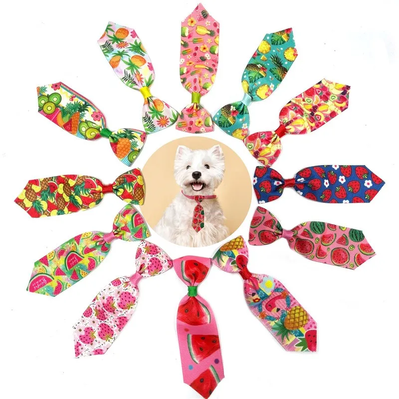 

50/100pcs Summer Pet Dog Bow Tie Necktie Fruit Pattern Puppy Cat Dog Bow Tie Adjustable Bow Tie Dog Grooming Product Accessories