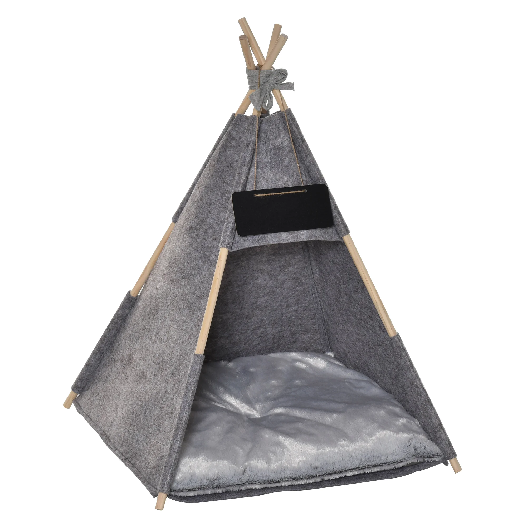 

washable dog bed with thick cushion felt wood luxury pet teepee tent indoor outdoor modern cat portable tent