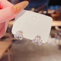 new super flash zirconia pinwheel earrings female temperament korean version simple s925 silver needle jewelry