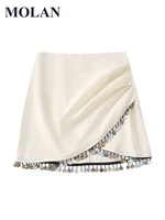 molan sequins woman mini skirt asymmetry casual za high street ins fashion female chic skirt