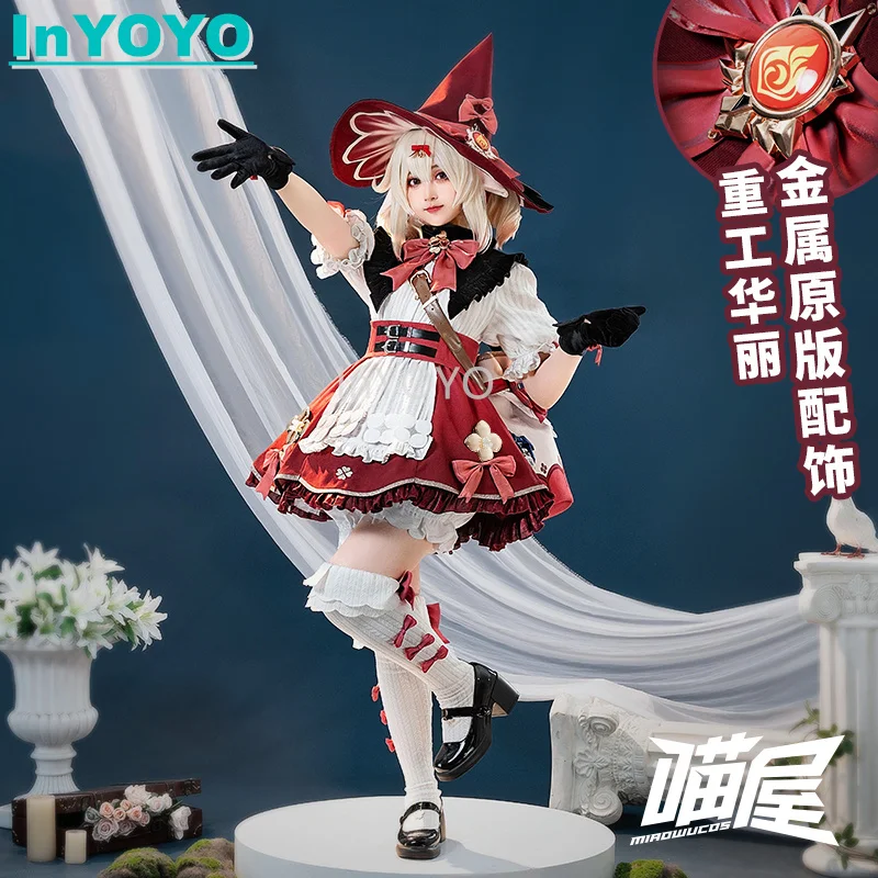 

InYOYO Klee Cosplay Costume Genshin Impact Game Suit Cute Sweet Little Witch Dress Role Play Halloween Party Outfit Clothing New