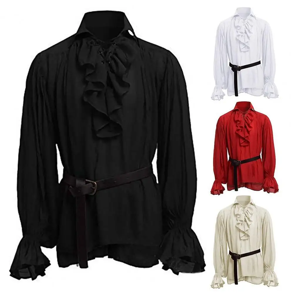 

Washable Cotton Blend Irregular Hem Turn-down Collar Men Pullover for Outdoor