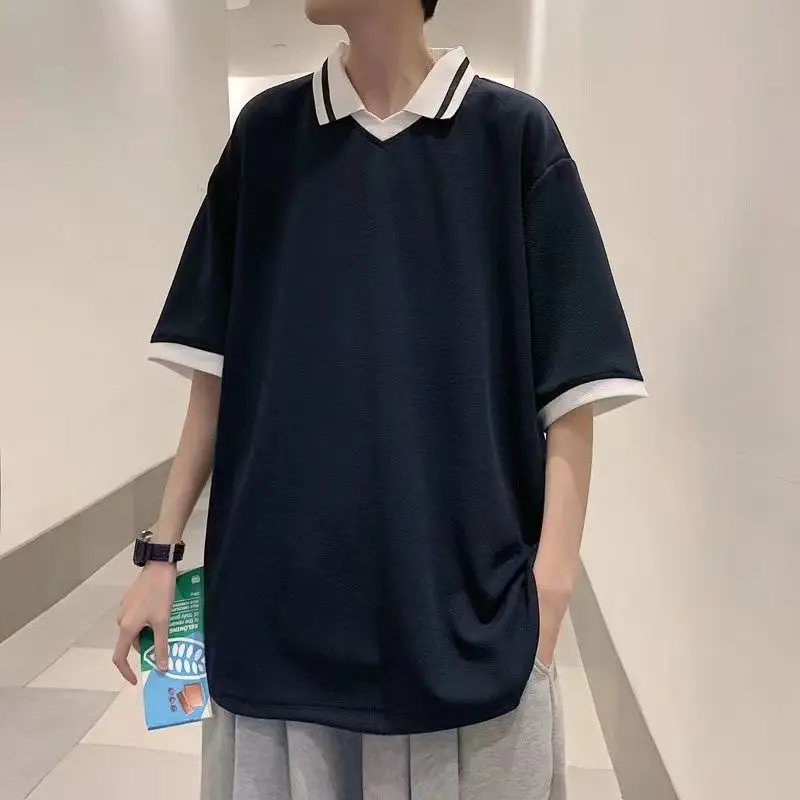 Летняя мужская футболка-поло с коротким рукавом сращенная хитовая цветная