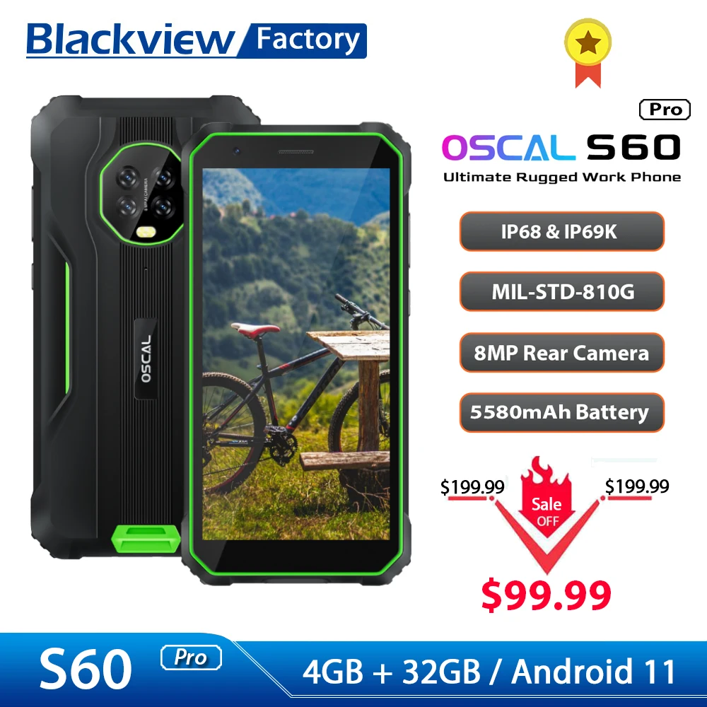 Blackview Oscal S60 Pro IP68 Смартфон 4 ГБ 32 5580 мАч Аккумулятор Мобильный телефон 5 7-дюймовый HD