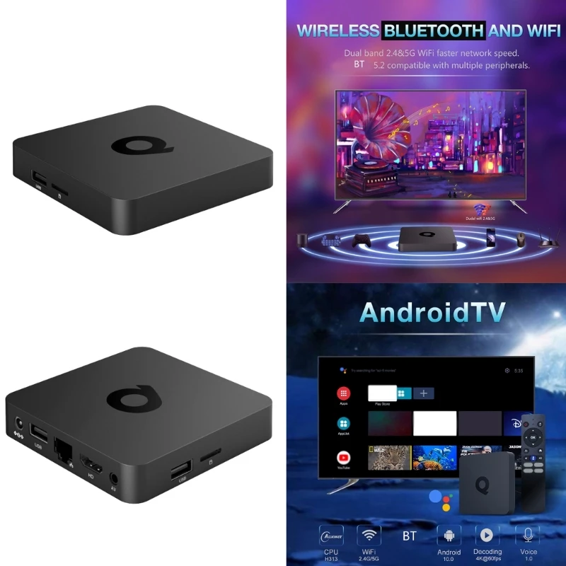 

ATV Q1 H313 Android 10.0 Smart Set Top Box 16GB 32GB 2.4G&5GHz Dual WiFi 4K HDR F19E