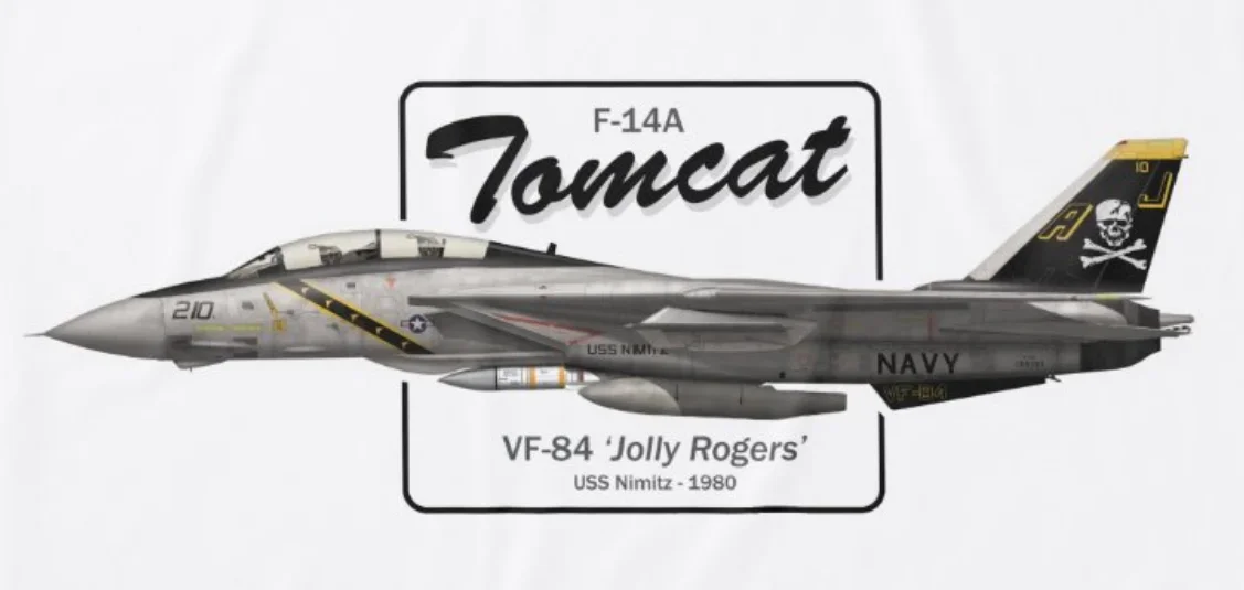 USS Nimitz VF-84 Jolly Rogers Squadron F-14A Tomcat футболка из 100% хлопка с круглым вырезом и коротким