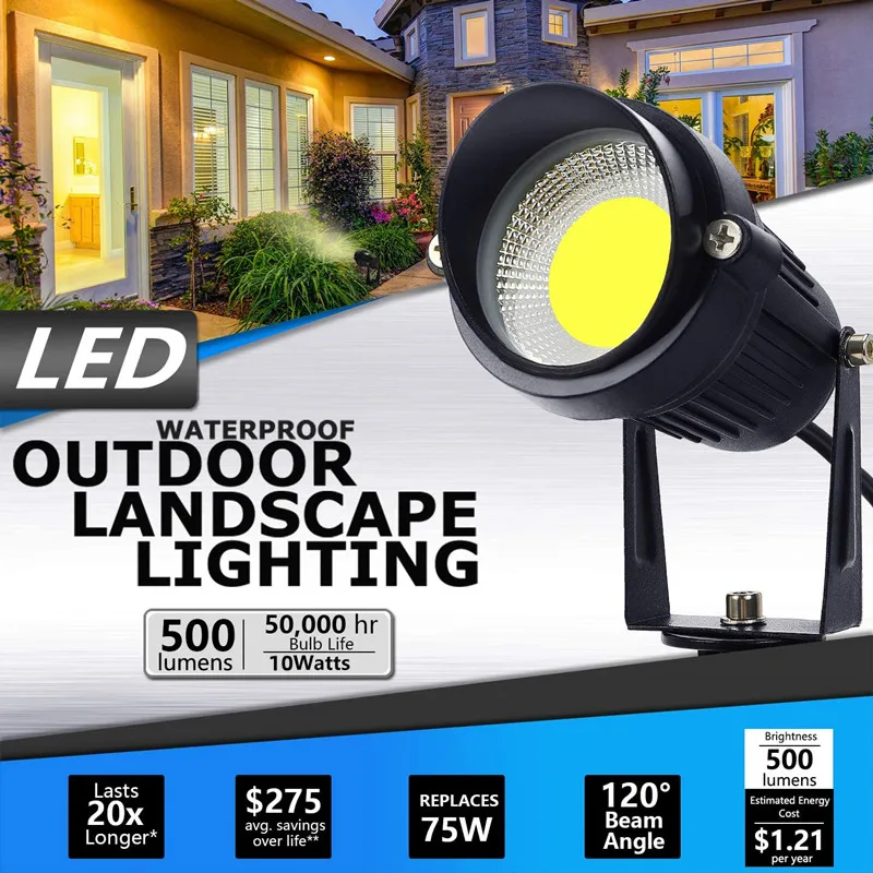 

Outdoor Path Light LED Garden Light 10W Waterproof Landscape Lighting Spotlight with Spikes for Garden Patio Lawn Yard Tree Wall