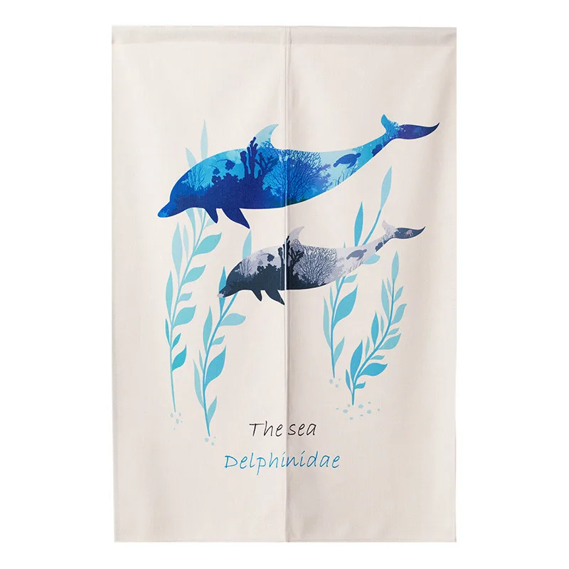

Занавеска на дверь в нордическом стиле с изображением синего дельфина, дышащая занавеска из полиэстера без катышков для номера в отеле, ван...