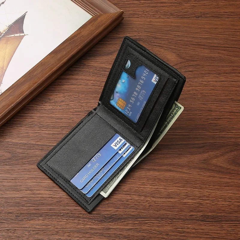 Новый кошелек короткий мужской тонкий горизонтальный деловой повседневный с