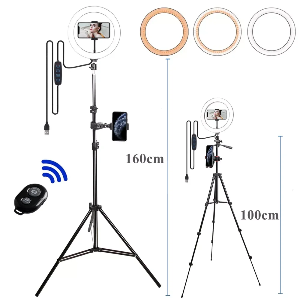 

Light Ring With Tripod Round Ring Lamp Led Lights Stand Selfie Photography Lighting Photo Studio For Youtube Makeup Video Vlog