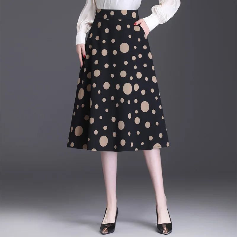 

Женская модная трапециевидная юбка в горошек с высокой талией, весна 2023, Офисная женская элегантная облегающая повседневная юбка в Корейском стиле, модель 6622