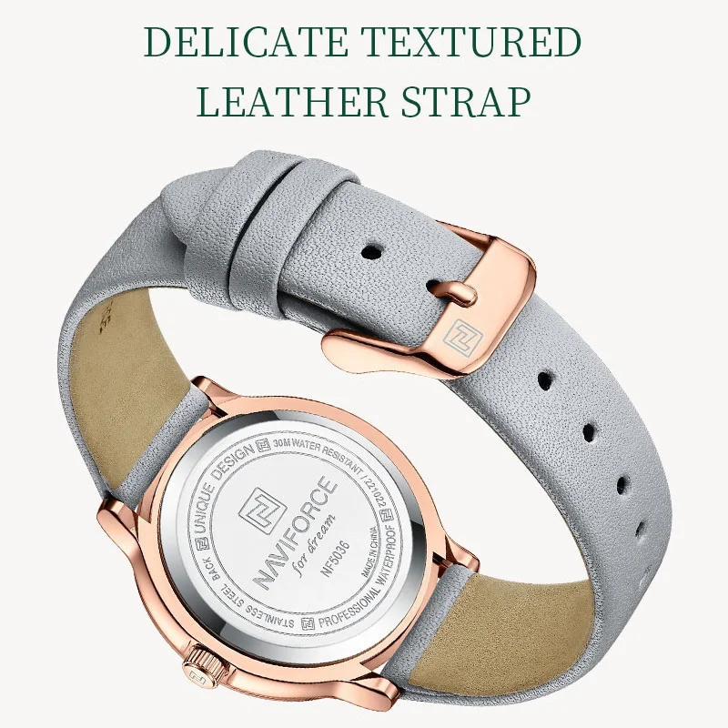 NAVIFORCE Quartz Watches for Women Leather Strap High Quality Waterproof  Female Fashion Personality Wristwatches Relogio Mujer
