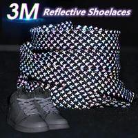 3m reflective shoelaces for sneakers flat luminous shoe laces cool glow in the dark shoelace adult children sports shoestrings