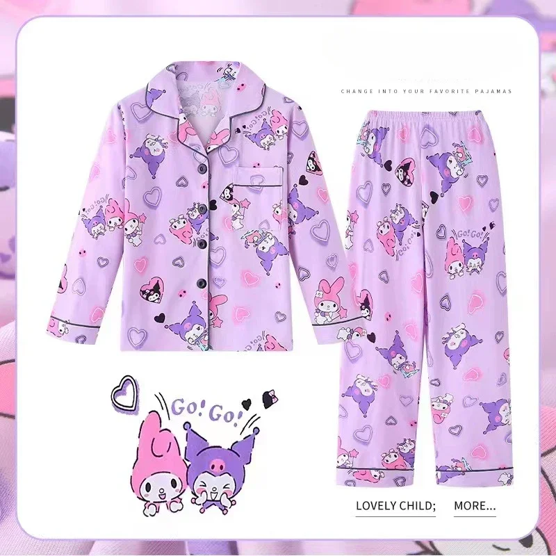 

Sanrio Pajama Sets Clothes for 4-12 Years Old Girls Loungewear Childrens Kuromi Hello Kitty Melody BabyCinnamoroll Holiday Gifts