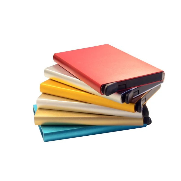 

Ultra-thin Credit Card Box Simple Wallet Automatic Card Holder Anti-degaussing RFID Anti-theft ID Card Metal Card Holder