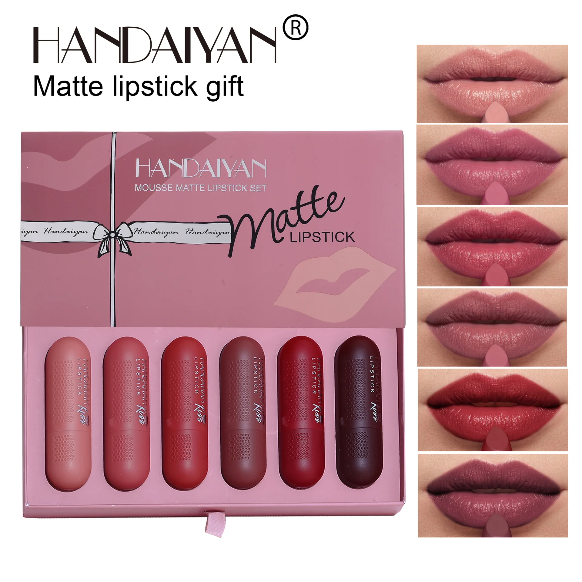 HANDAIYAN Matte Lipstick Long Lasting Waterproof Velvet Lip Stick Sexy Fashion Lips Make Up Lippenstift Set Free Shipping