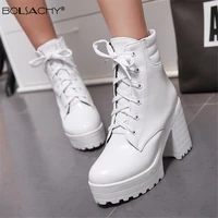 autumn winter women high heels ankle boots lace up platform shoes for ladies 2022 winter fashion boots 33 43 zapatos de mujer