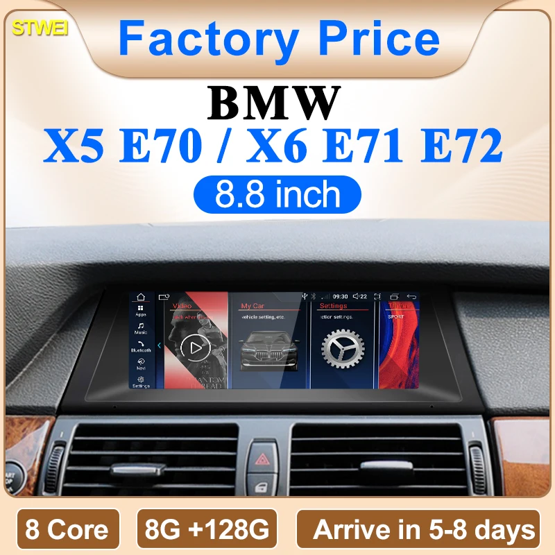 Фото 2025 Новые 8,8-дюймовые автомобильные мультимедийные плееры для BMW E70 E71 Wireless CarPlay Android AUTO ID6 ID7 ID8 GPS-навигация Bluetooth Музыка №1