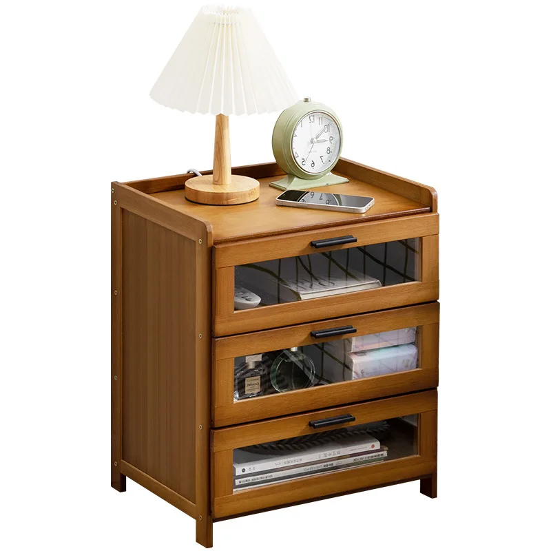 

Japanese Nightstands Solid Wood Bedside Table Rattan Low Cabinet Corner Bedroom Drawers Apartment Locker Magazine Bookcase