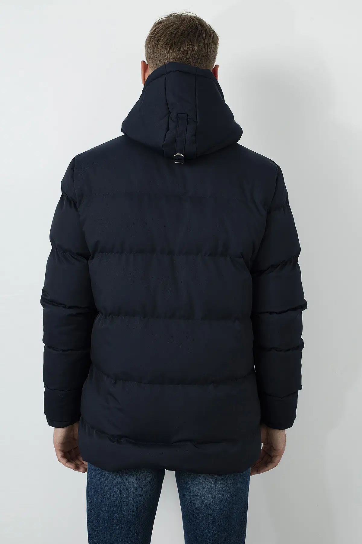 Zipper Closure Slim Fit Hooded Stand Up Collar Men's Jacket 5717101