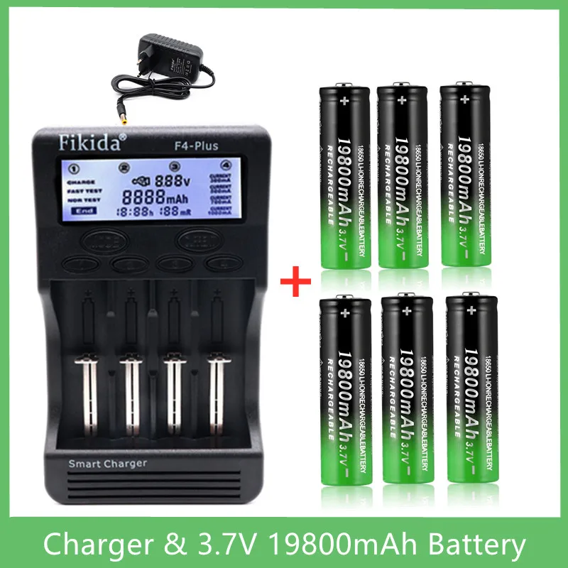 

100%NEW18650 battery 3.7V 19800mAh Battery Charger,18650 3.7V 18350 18500 16340 25500 10440 14500 26650 1.2V AA AAA NiMH Battery
