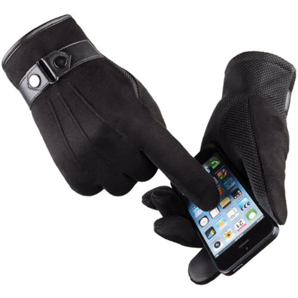 

Winter Warm Men Thick Driving Gloves Touch Screen Mitten Thermal Leather Gloves