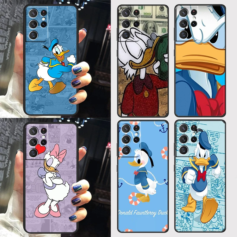 

Disney Donald Duck Cool Case For Samsung Galaxy S22 S21 S20 FE Ultra Plus S10 S9 S8 5G Black Soft Phone Cover Capa Shell Coque