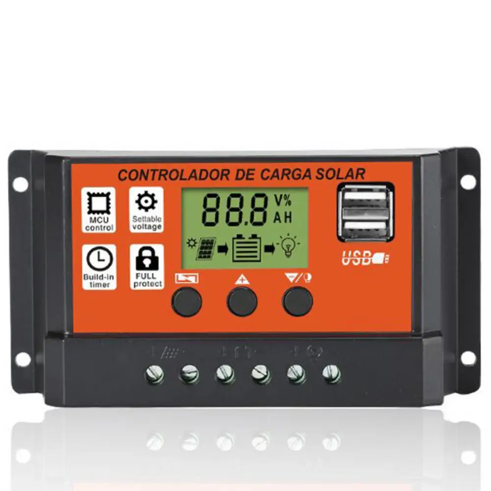 

Solar Controller 12V/24V 30A 20A 10A Solar Regulator PWM Battery Charger LCD Display Dual USB 5V Output