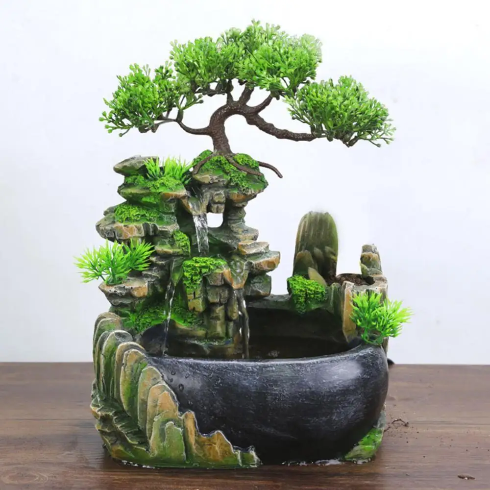 

Resin Simulation Fake Rockery Tree Feng Shui Waterfall Humidifier Decoration