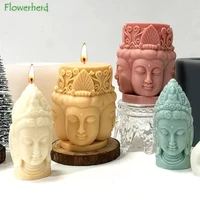 three dimensional buddha statue candle mold diy cake decoration four side guanyin aromatherapy gypsum resin cement silicone mold