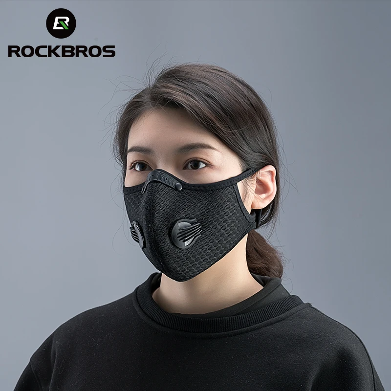 

ROCKBROS Cycling Face Mask Filter PM2.5 Anit-fog Breathable Dustproof Bicycle Respirator Sport Protection Dust Mask Anti-droplet