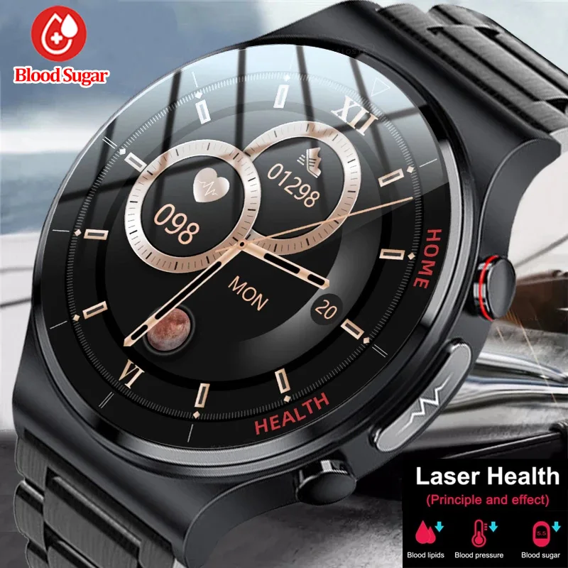

New Blood Sugar ECG+PPG Smart Watch Men Sangao Laser Health Heart Rate Blood Pressure Fitness Watches IP68 Waterproof Smartwatch