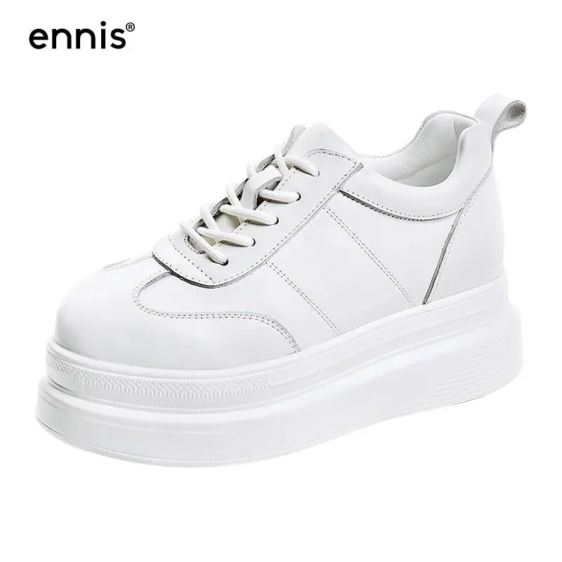 Женские кожаные кроссовки ENNIS Белые Повседневные туфли из натуральной кожи на