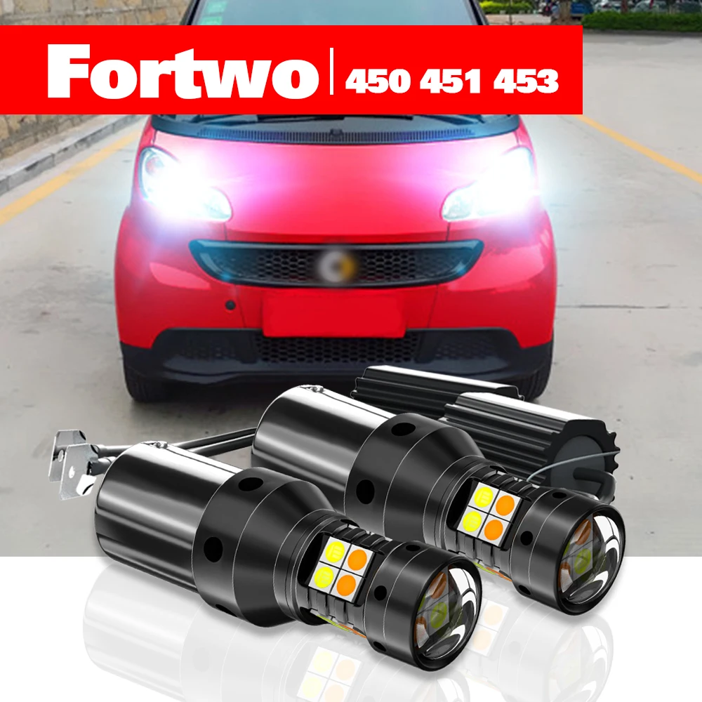 

For Smart Fortwo MK1 450 MK2 451 MK3 453 1998-2019 Accessories 2pcs LED Dual Mode Turn Signal+Daytime Running Light DRL