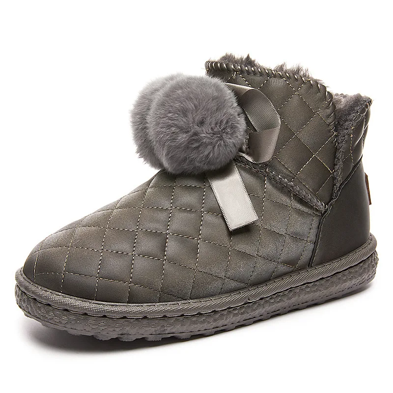 Y2k Warm Fur Women Snow Boots Cute Suede Winter Shoes Ball Boots Female Fashion Boots Non-Slip Snow Casual Comfort Flats Shoes