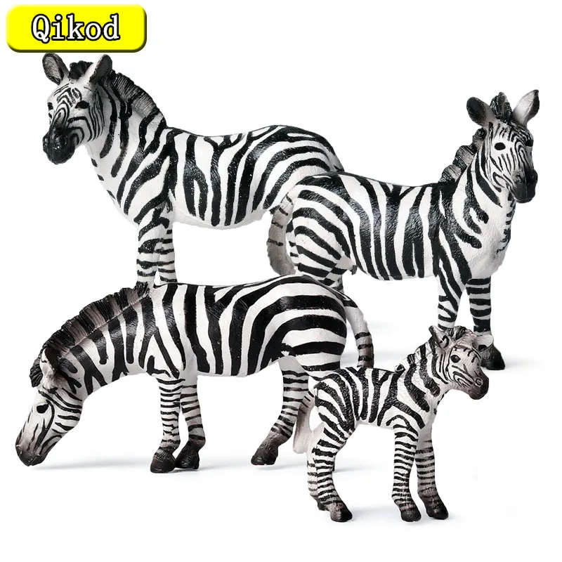 

4 вида мини-симуляция Зебра фигурка животного коллекционная игрушка дикая экшн-фигурки животных детская пластиковая цементная модель разв...