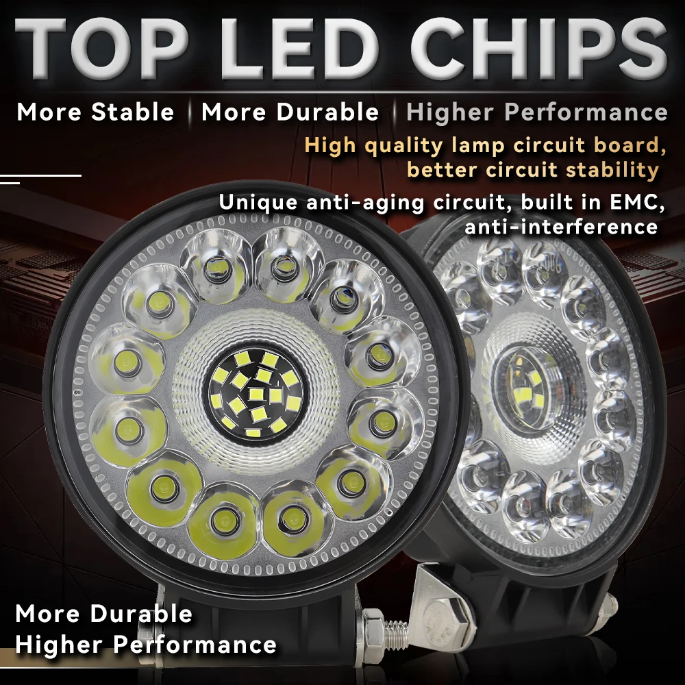 4-дюймовый автомобильный светодиодный рабочий фонарь круглый смешанный - Цена: 2849