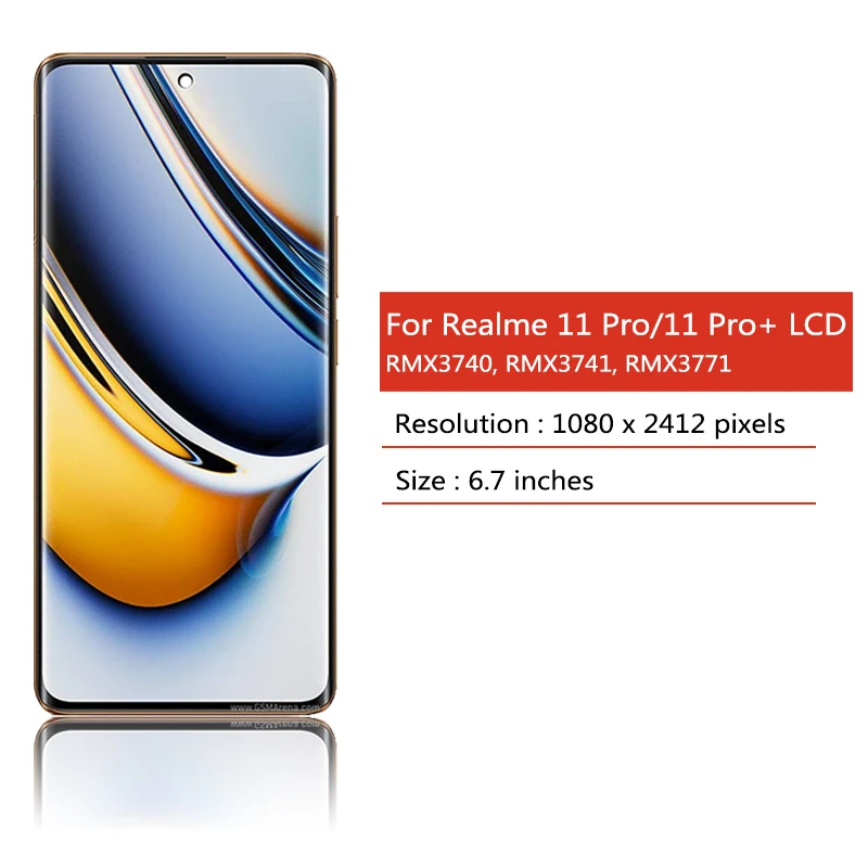 Фото ЖК-дисплей 6,7 дюйма AMOLED для Oppo Realme 11 Pro + Plus RMX3740, RMX3741 №2