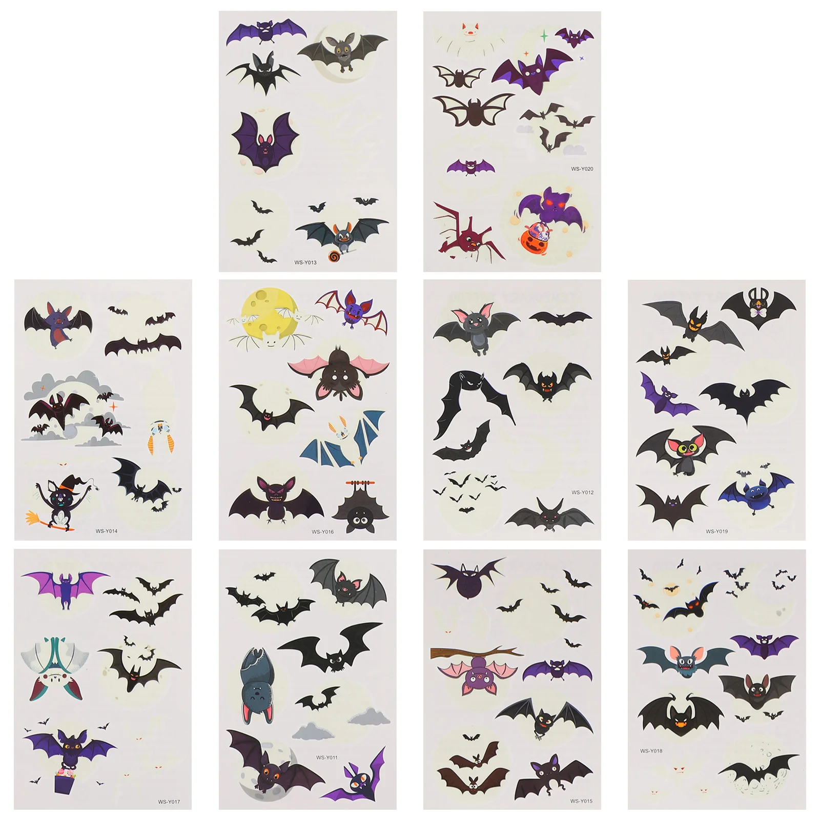

10 Sheets Glow in The Dark Temporary Luminous Bat Costume Transfers