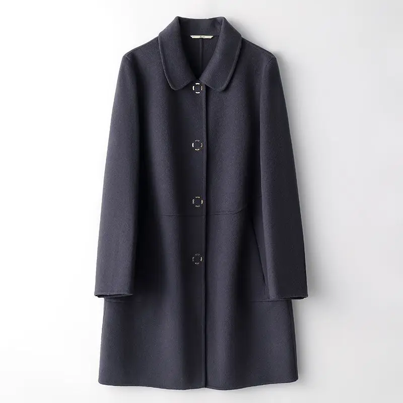 

Clothing 100% High Count Wool 2023 Autumn/Winter Single breasted Double sided Wool Coat Women's Long Wool Coat