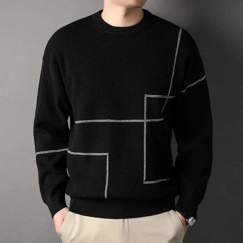 

Men's Fashion Wool round Neck Long Sleeve High-End Luxury Winter Sweater Pullover 2023 Classic Leisure Warm Loose Sweater