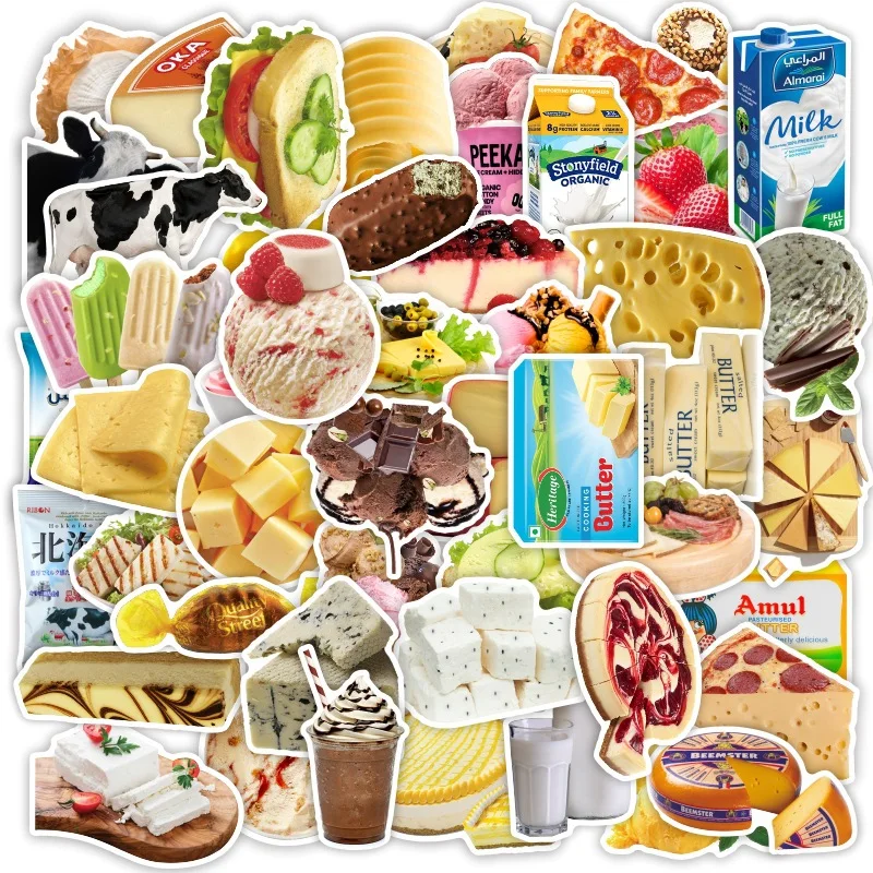

10/30/50Pcs Ins Style Cute Milk ice Cream Cartoon Stickers Food Decals Waterproof DIY Phone Bike Fridge Laptop Sticker Kids Toy
