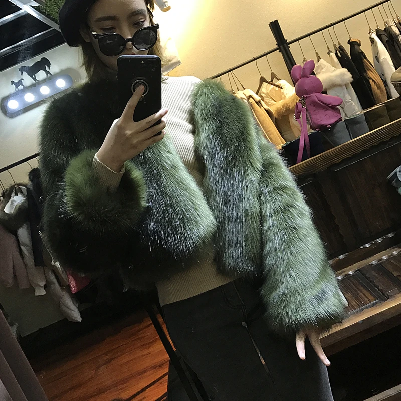 Women's Winter Coat Korean-Style Faux Fox Fur Short Overcoat for Women 2022 Autumn and Winter New Long Sleeve Furry Coats Female