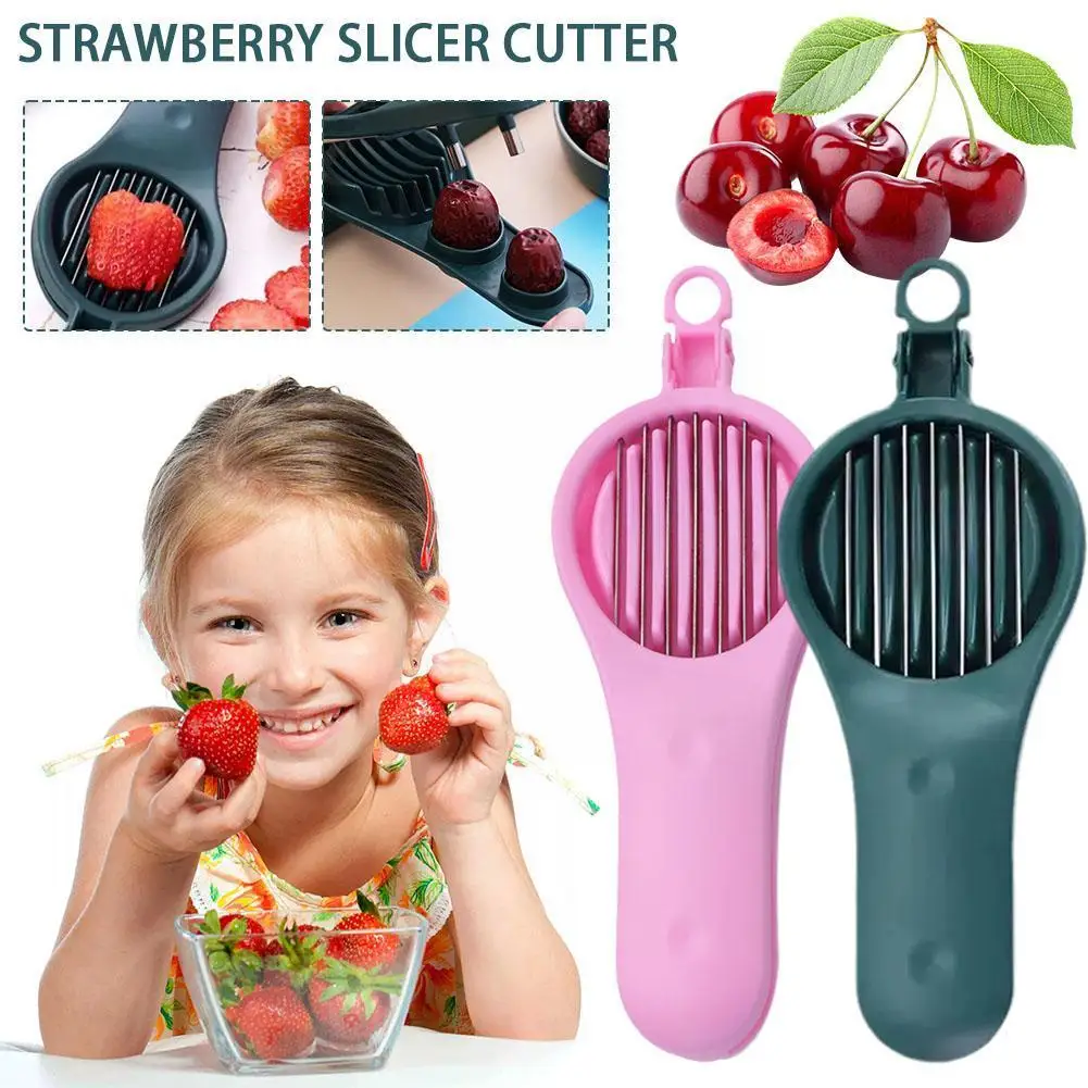 

2-in-1 Creative Strawberry Pitter Slicer Tool Remover Tools Egg Corer Olive Remove Vegetable Salad Seed Pit Slicers E8Z7