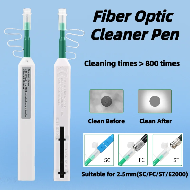 SC/FC/ST 2.5mm Fiber Optic Cleaning Pen LC/MU 1.25mm One-Click Cleaning Fiber Cleaner Tools Optical Fiber Connector Cleaner