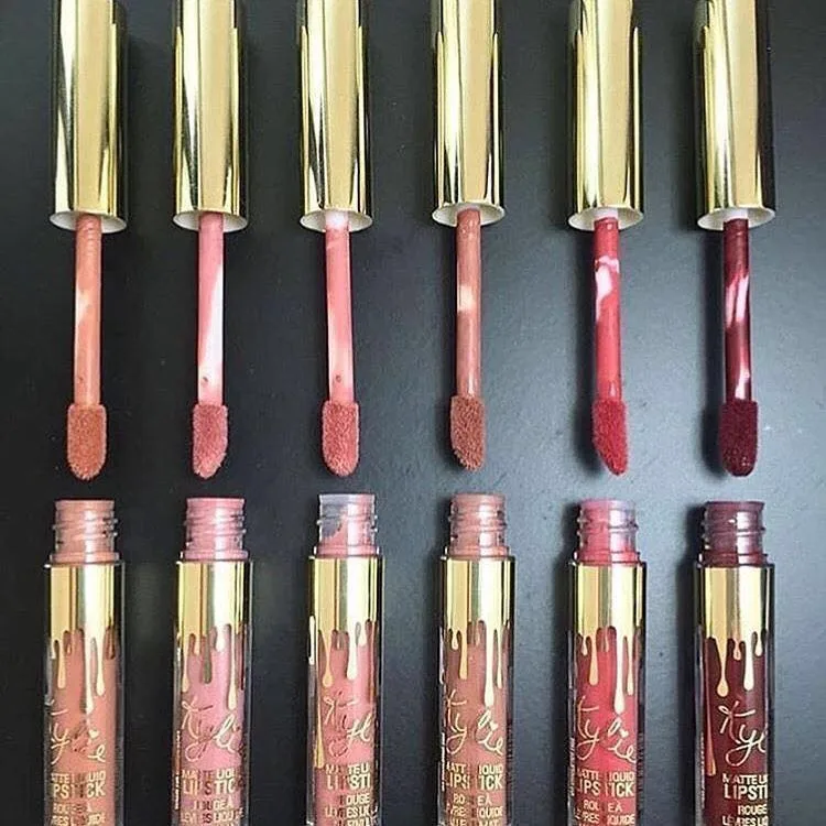 

6 lip gloss set Kylie non-stick cup set gold does not fade moisturizing matte liquid lipstick korean lip tint make up set