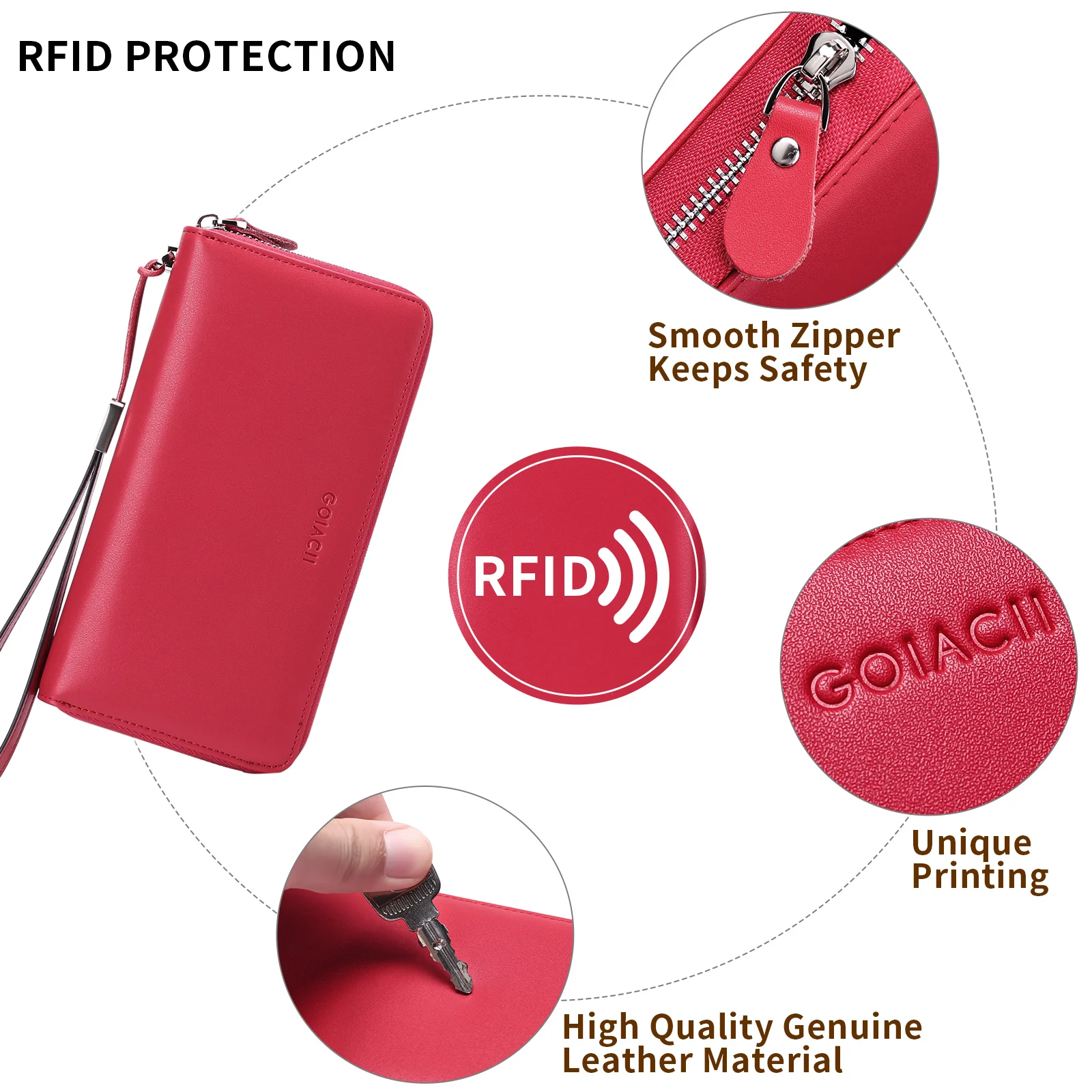 New Women Genuine Leather Handbags Female Multifunctional Large Capacity Wristbant Bags Fashion Wallet For Ladies Phone Purse