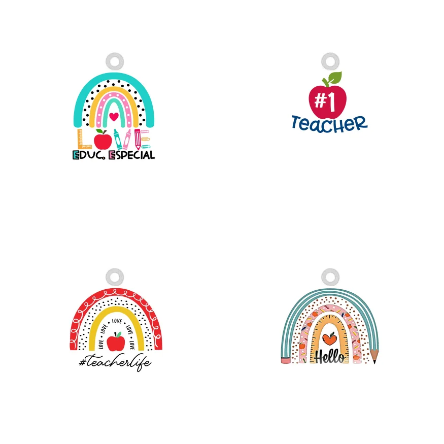 

10PCS Teacher Life Acrylic Dangle Charm Apple Best Teacher NO 1 Educ Epoxy Charms For DIY Earrings Bracelet Women Girls Jewelry