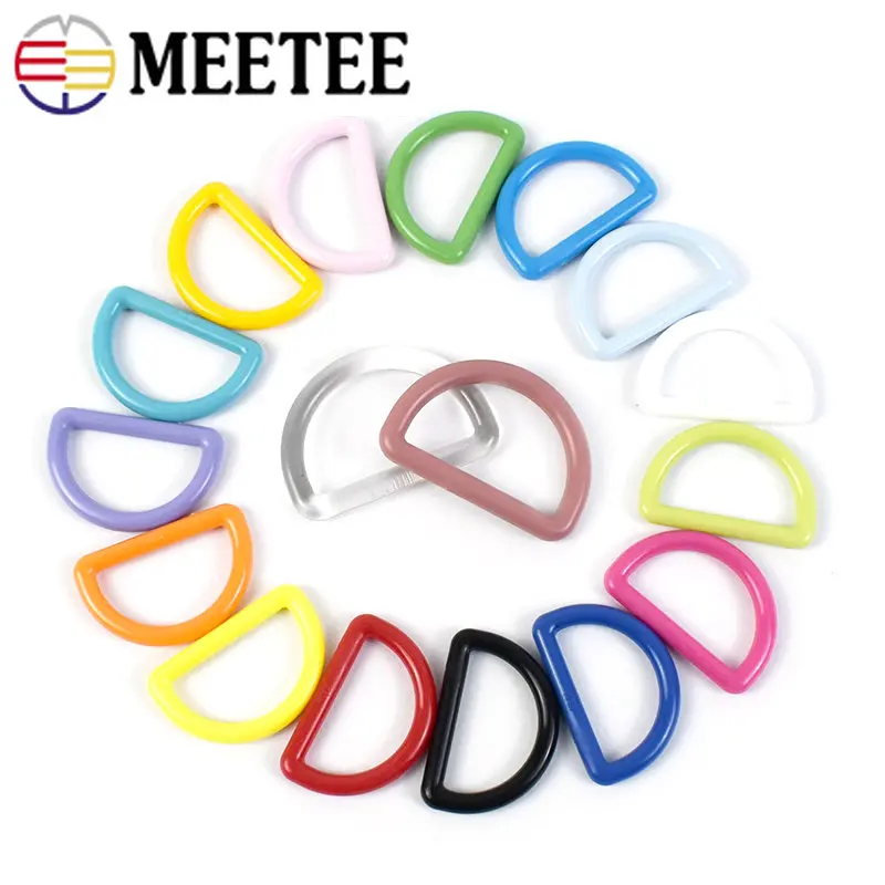 

50Pcs 15-38mm Plastic Colorful D Ring Buckle Keychain Connector Loop Clasp Backpack Webbing Strap Snap DIY Hardware Accessories
