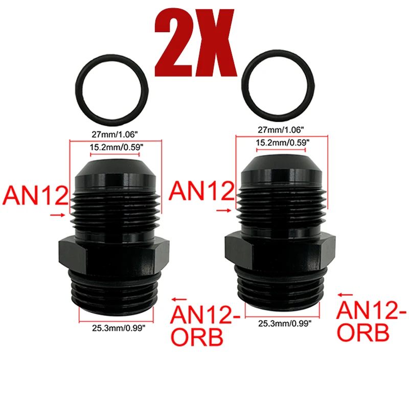 

2X AN6 AN8 AN10 AN12 к ORB Фитинг для топливного шланга Адаптер с наружной резьбой AN к AN с уплотнительным кольцом Автоматическая топливная масляная трубка Фитинг с наружной резьбой